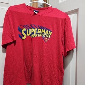 Superman Man of Steel Red T-Shirt Early 2000s Style Size Large